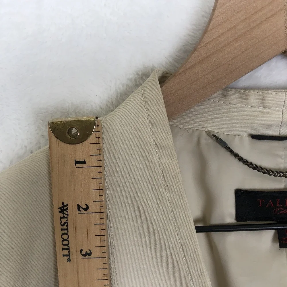 TALBOTS Twill Jacket Women's 10 Khaki 3/4 Sleeve Pockets‎ Two Button Minimalist